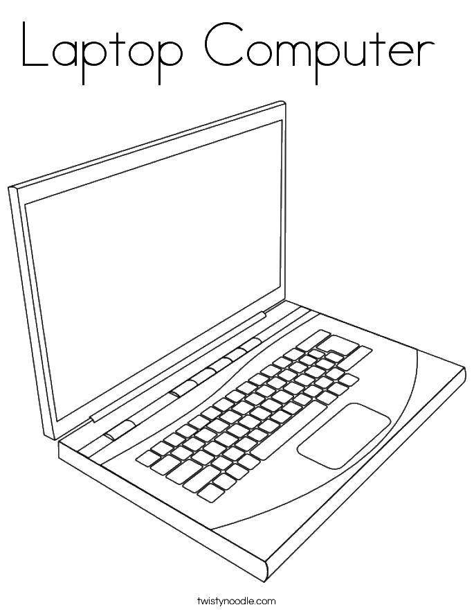 Название: Раскраска Лэптоп. Категория: раскраски. Теги: ноутбук, клавиши, экран.