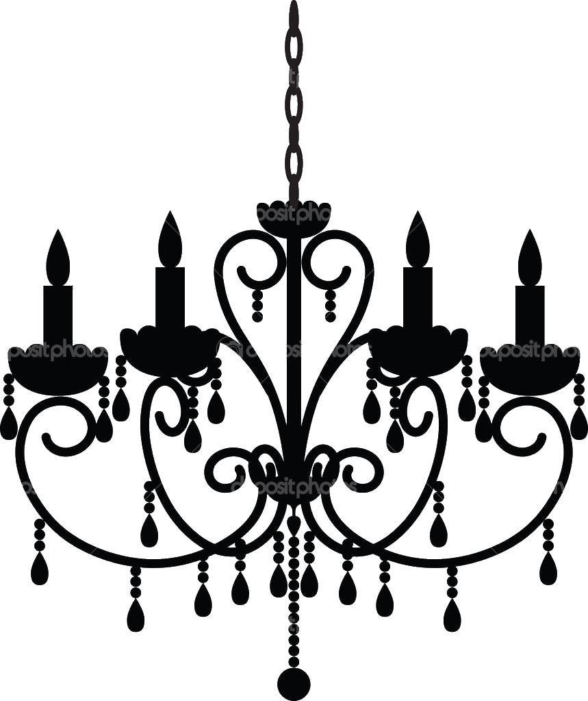 Coloring Chandelier with candles. Category Chandelier. Tags:  chandelier, candles, beads.