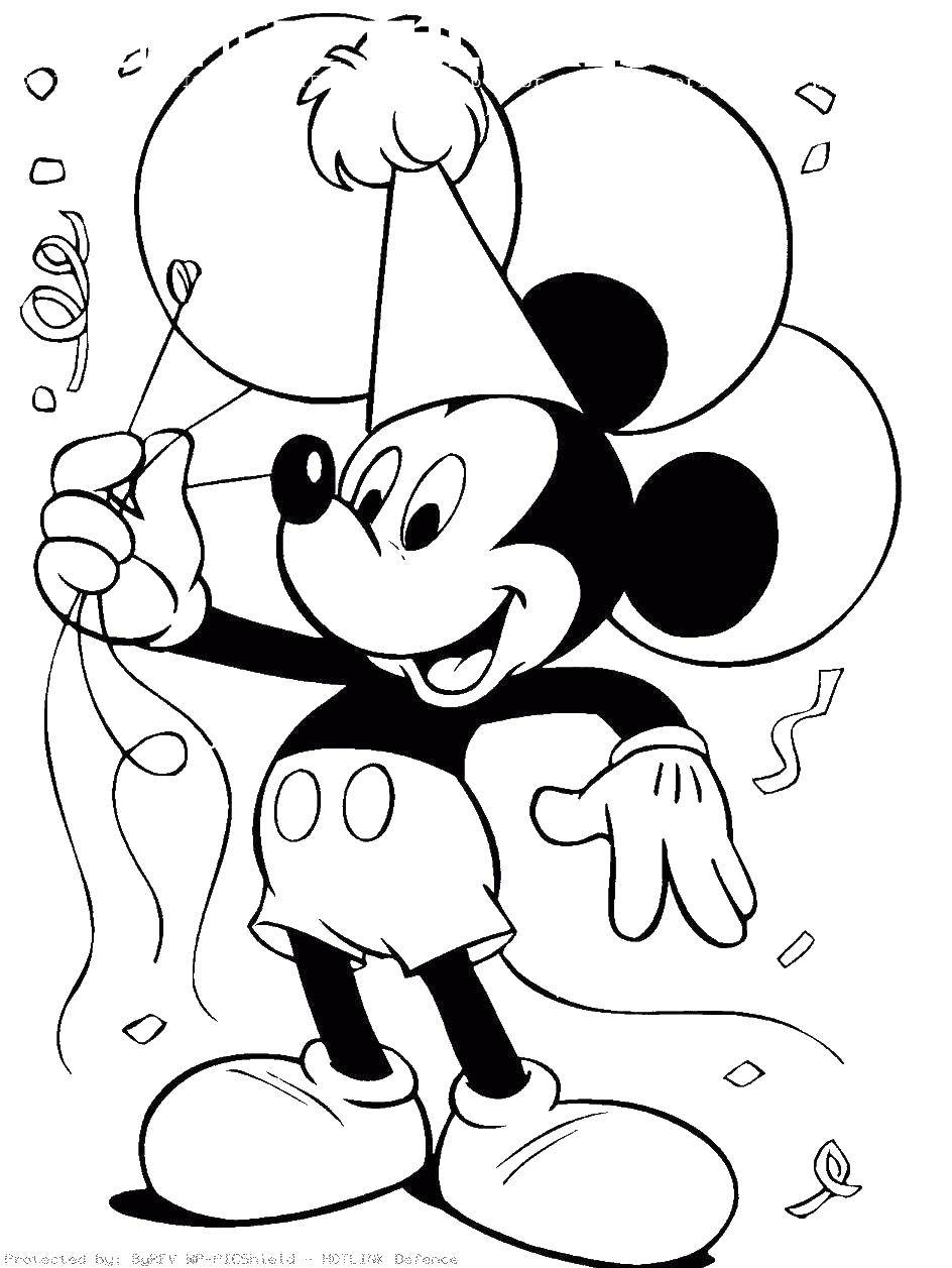 Coloring Mickey mouse and balls. Category Mickey mouse. Tags:  Mickey, balls, cap.