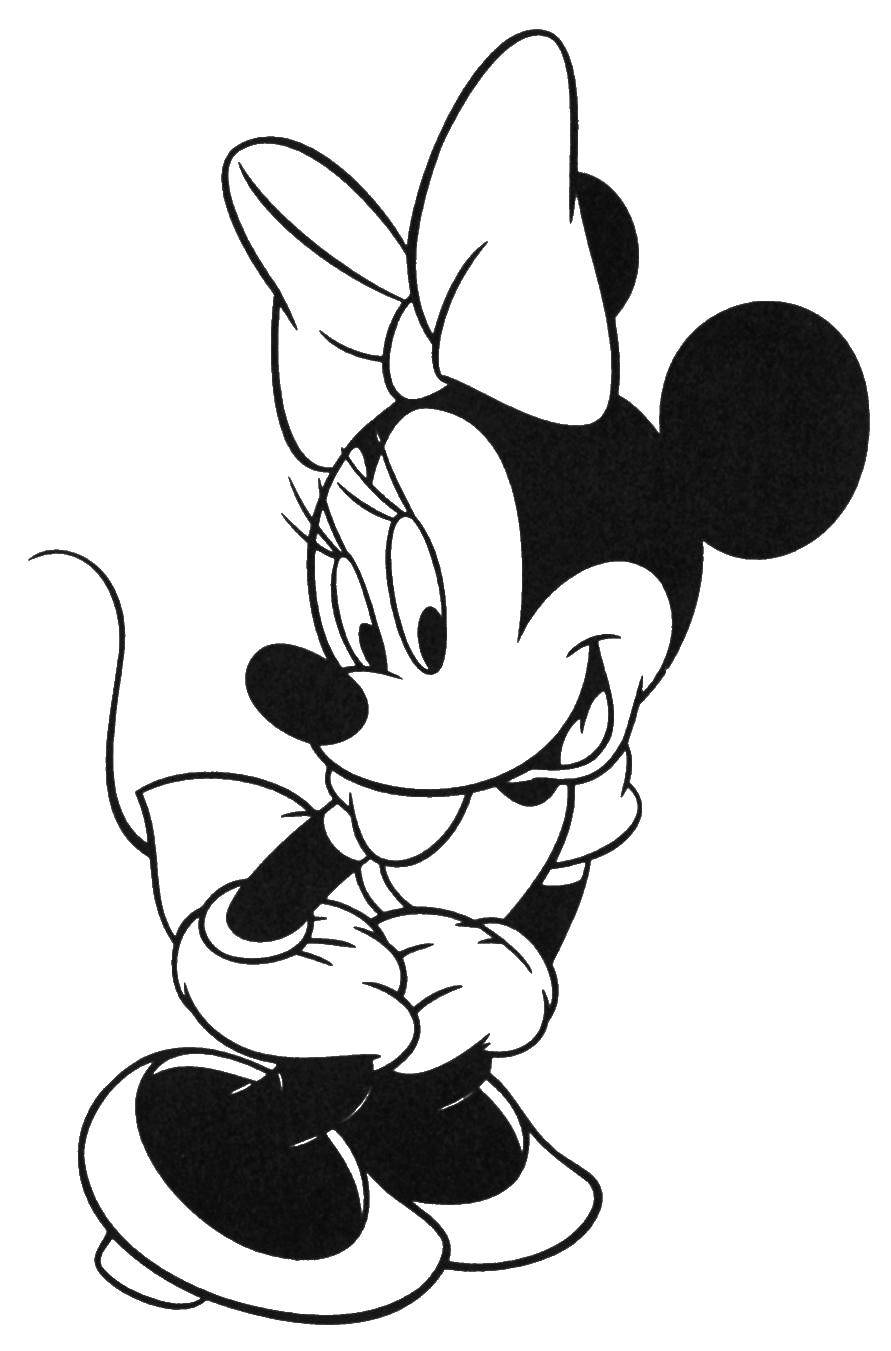Coloring Mouse and Minnie in bow. Category Mickey mouse. Tags:  Minnie, dress, bowknot.