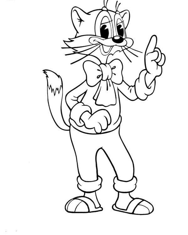 Название: Раскраска Рисунок кот леопольд. Категория: домашние животные. Теги: кошка, кот.