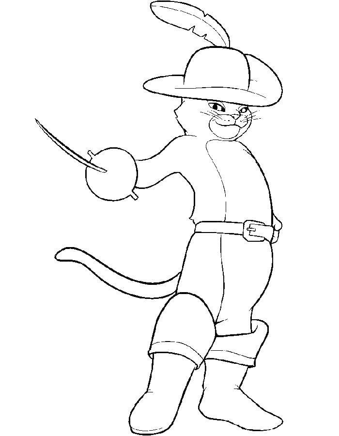 Coloring Drawing puss in boots hat. Category Pets allowed. Tags:  cat, cat.