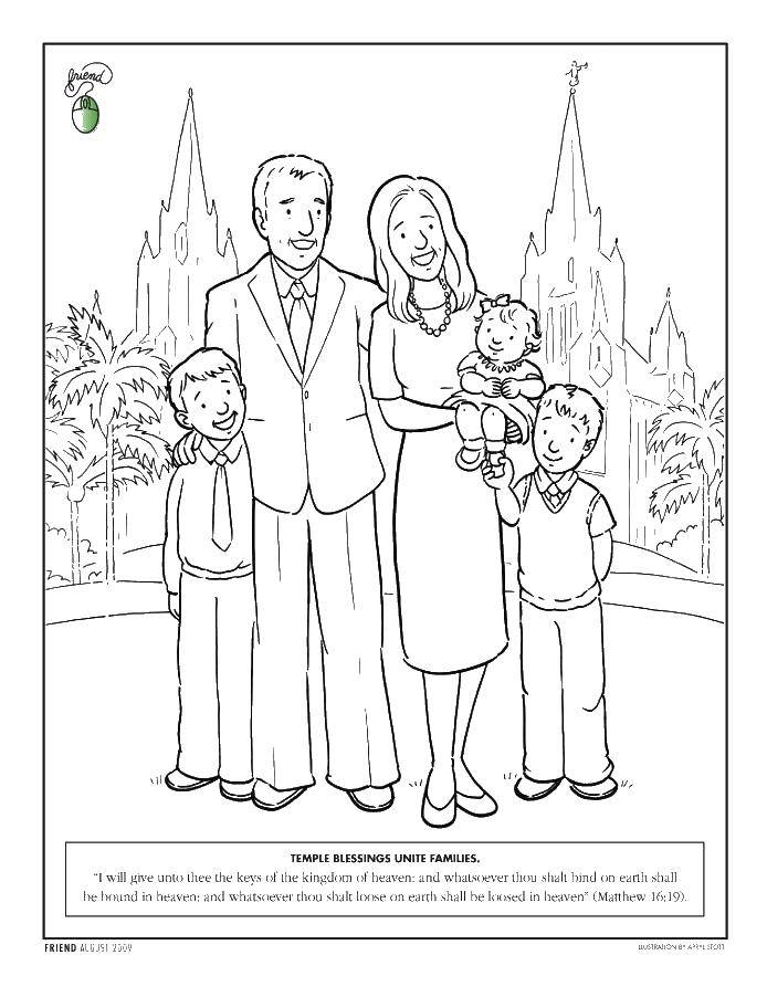 Coloring The family and the Church. Category Family. Tags:  family, mom, dad, children.