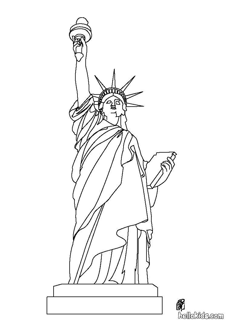 Название: Раскраска Статуя свободы. Категория: США. Теги: статуя, Америка, факел.