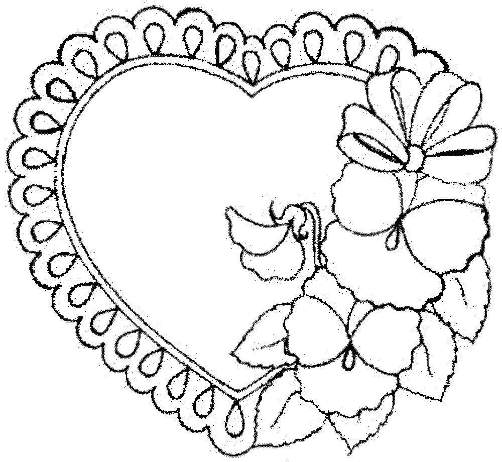 Название: Раскраска Цветы и сердце. Категория: Для девочек. Теги: цветы, растения, бутоны, лепестки, сердце.