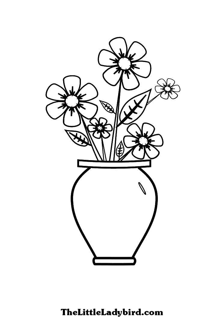 Название: Раскраска Ваза и полевые цветы. Категория: Ваза. Теги: ваза, букет, цветы.