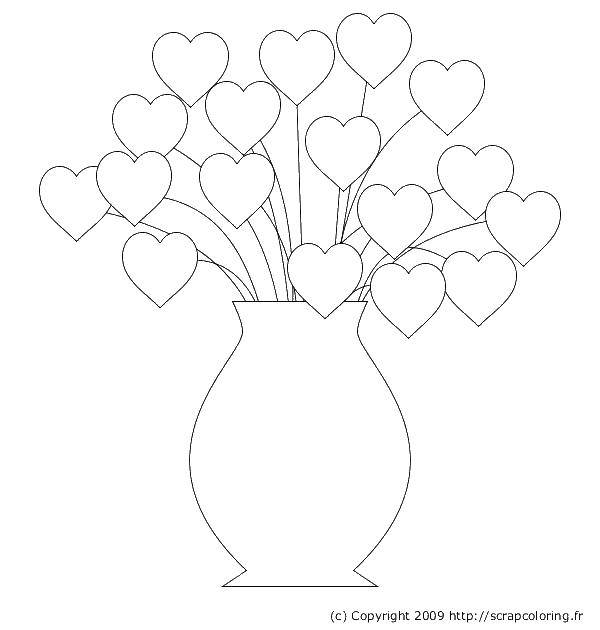 Coloring Vase and hearts. Category Vase. Tags:  vase, hearts.
