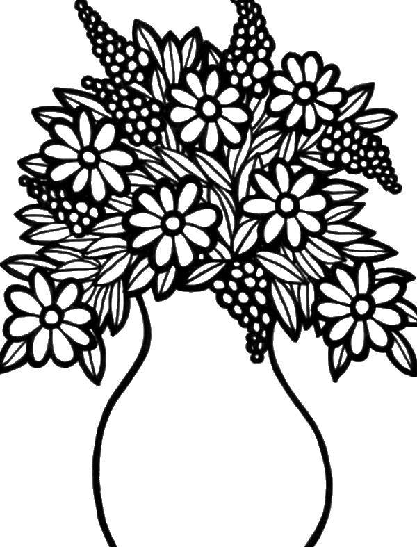 Название: Раскраска Ваза с цветочками. Категория: Ваза. Теги: ваза, букет, цветы.