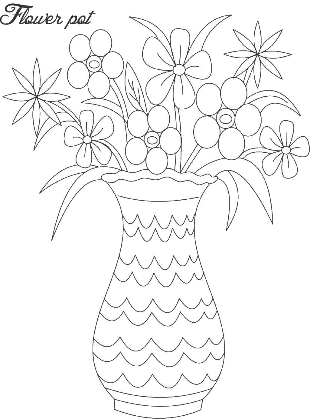 Название: Раскраска Ваза с узорами и цветы. Категория: Ваза. Теги: ваза, цветы, узоры.