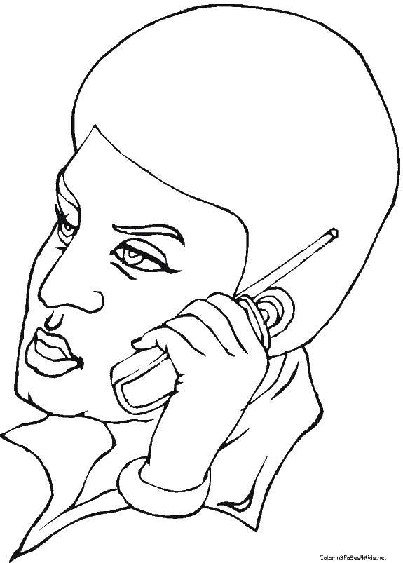 Название: Раскраска Женщина с телефоном. Категория: раскраски. Теги: Техника.