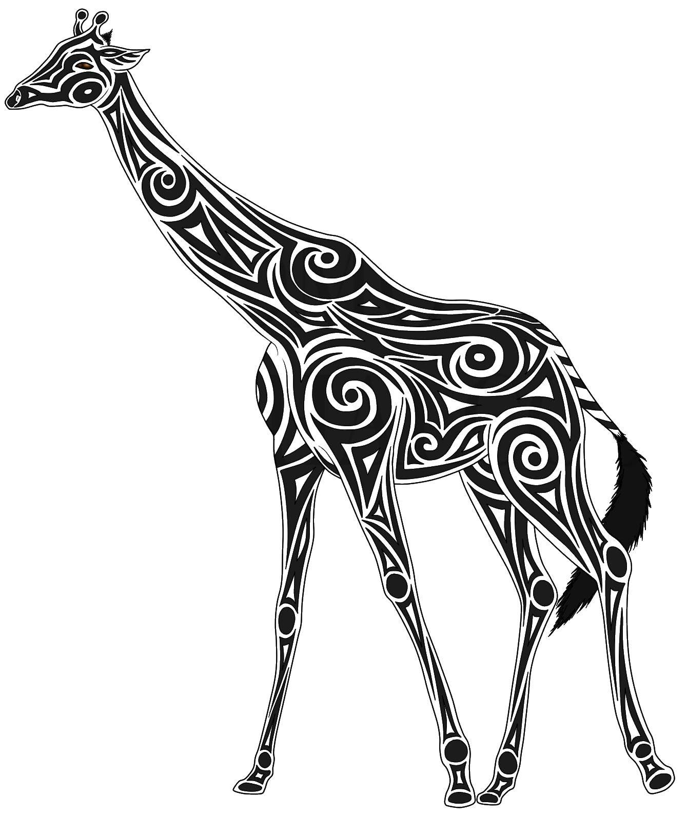Coloring African giraffe. Category coloring. Tags:  wild animals, zoo, Africa, giraffe.