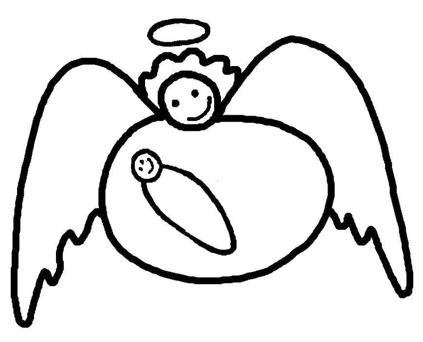 Название: Раскраска Ангел и ребенок. Категория: раскраски. Теги: ангел, крылья, нимб.