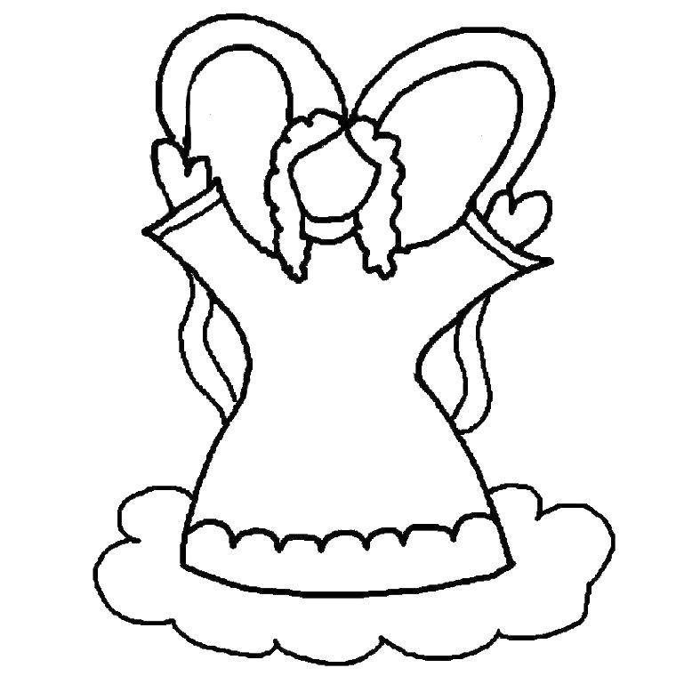 Coloring Angel on a cloud. Category coloring. Tags:  angel , cloud, wings.