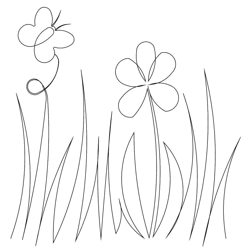Название: Раскраска Бабочка в траве. Категория: Контуры травы для вырезания. Теги: трава, цветы.