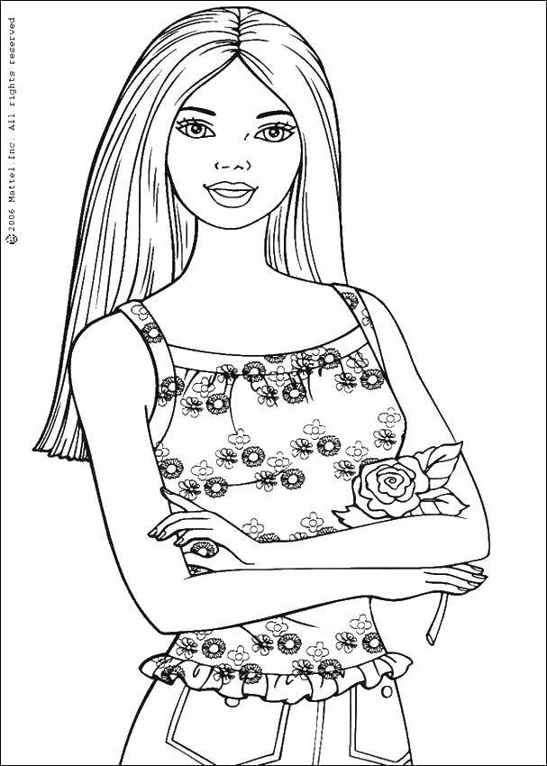 Coloring Barbie with flower. Category Barbie . Tags:  Barbie , flower.