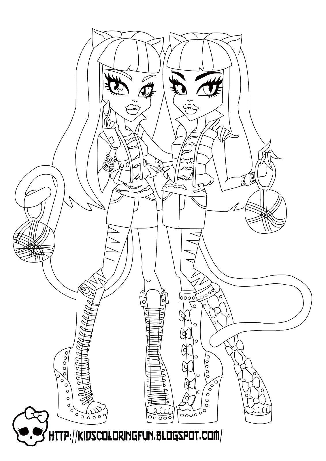 Coloring The twins from monster high. Category Monster high. Tags:  girls cats, balls.