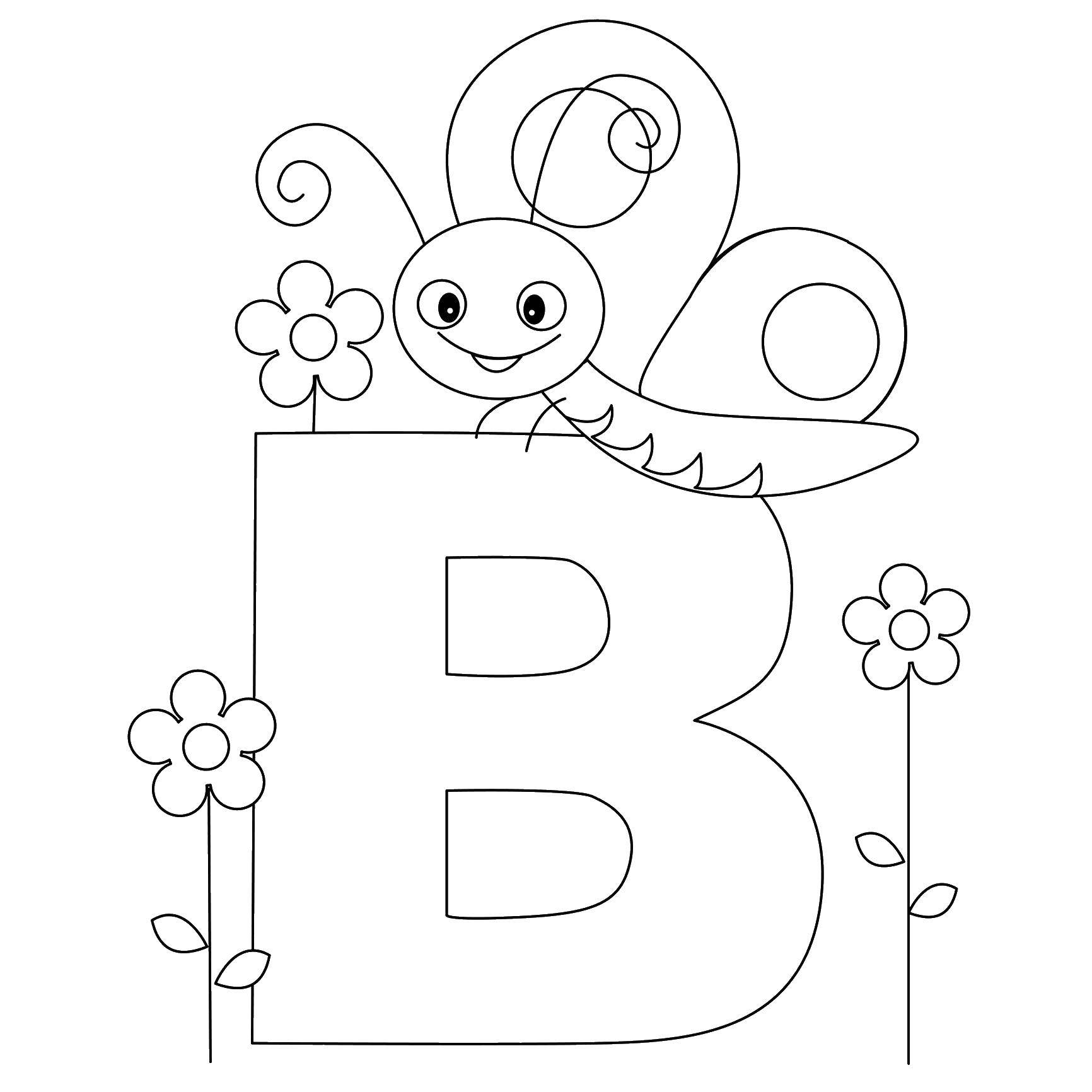 Coloring Letter and butterfly. Category butterflies. Tags:  the letter, flowers, butterfly.