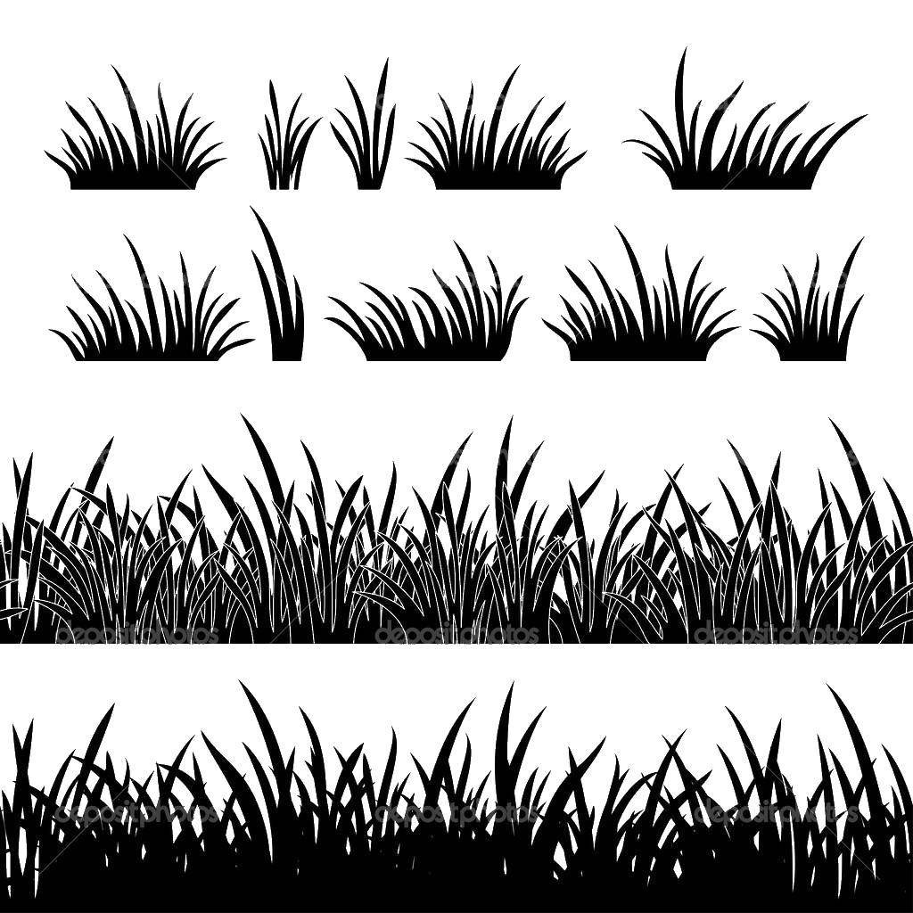 Название: Раскраска Черная трава. Категория: Контуры травы для вырезания. Теги: контур, трава.