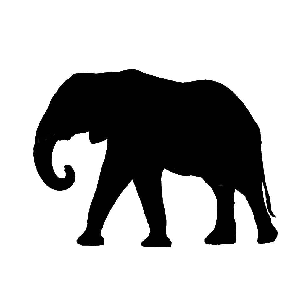 Coloring Black elephant. Category the contours of the elephant to cut. Tags:  the elephant, trunk, tail.