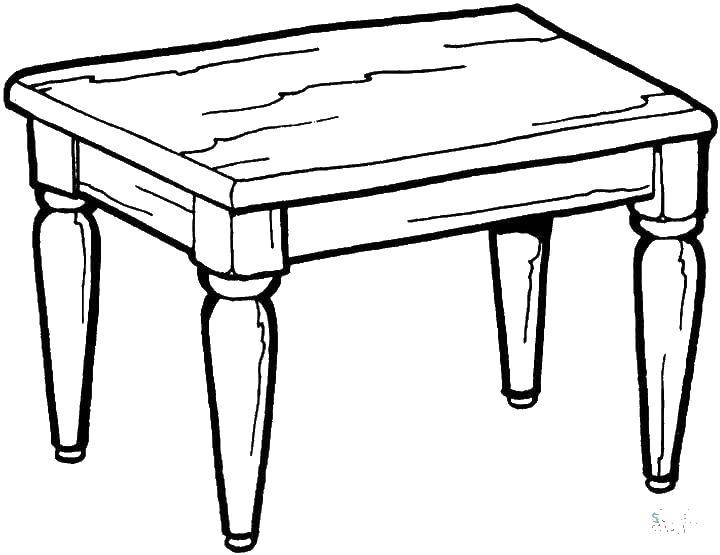 Название: Раскраска Деревянный стол. Категория: мебель. Теги: стол, ножки.