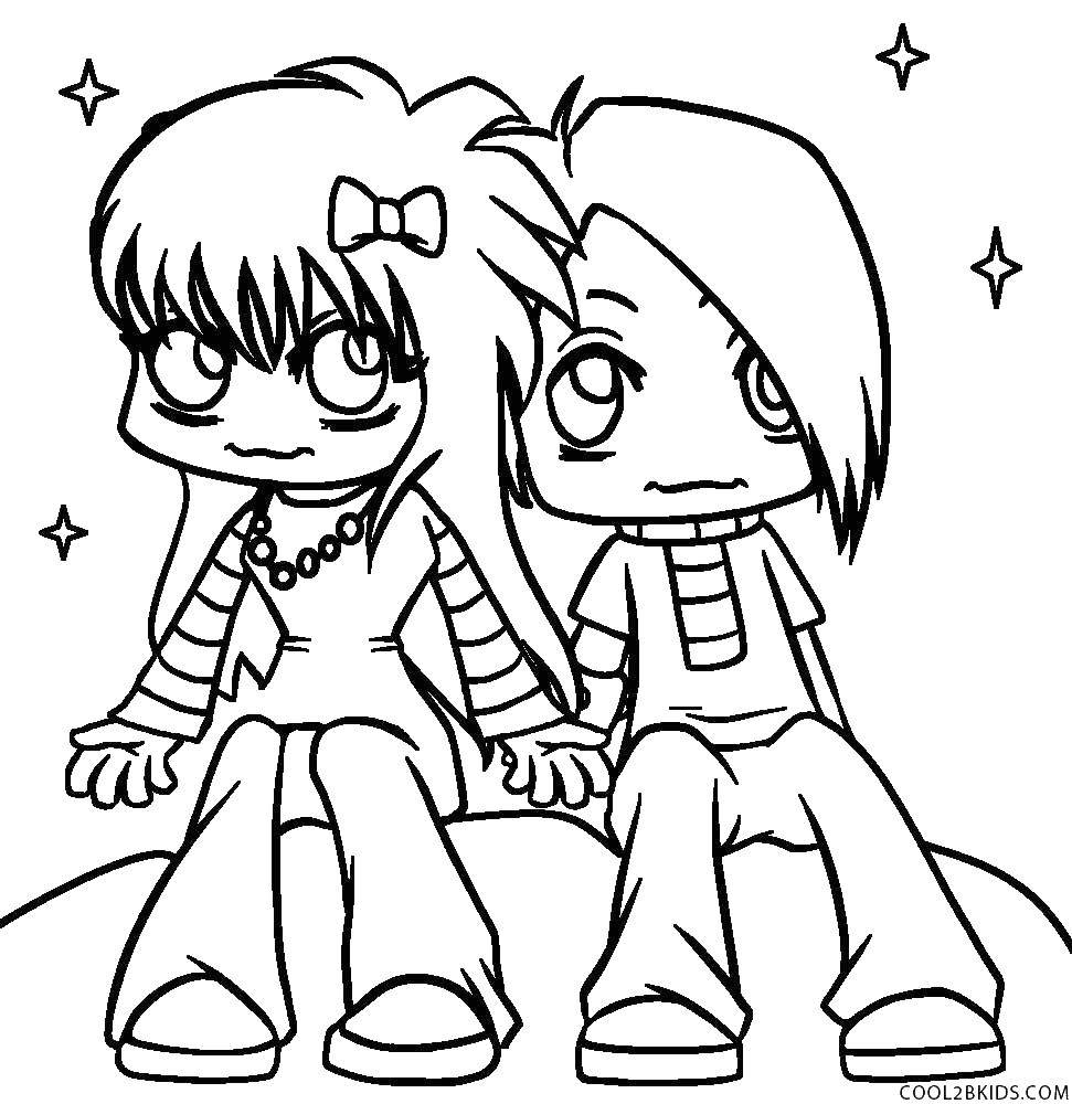 Coloring The girl and the boy and the stars. Category anime. Tags:  boy, girl, star.