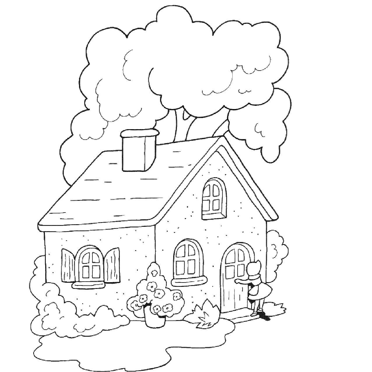 Coloring House. Category the village. Tags:  countryside, house, nature.
