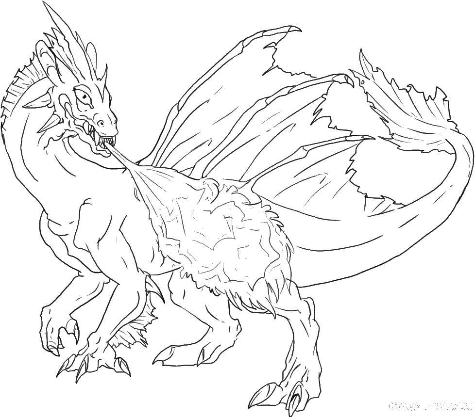 Coloring Dragon and fire. Category Fire. Tags:  dragons, fire, dragon.