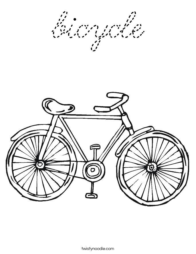 Coloring A two-wheeled bike. Category coloring. Tags:  bike, wheel.