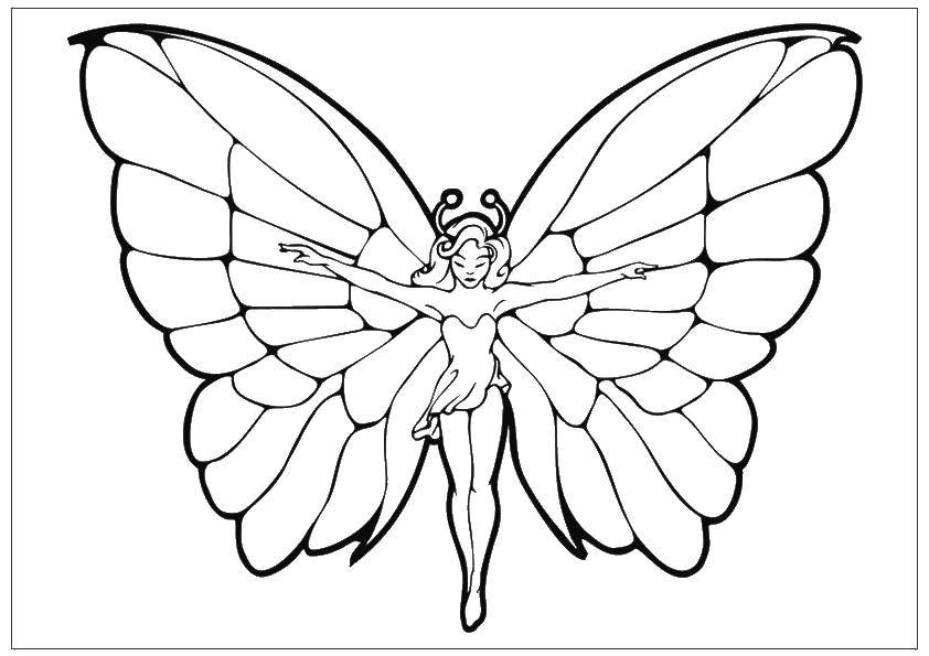 Coloring Fairy and wings. Category coloring. Tags:  fairy, wings.