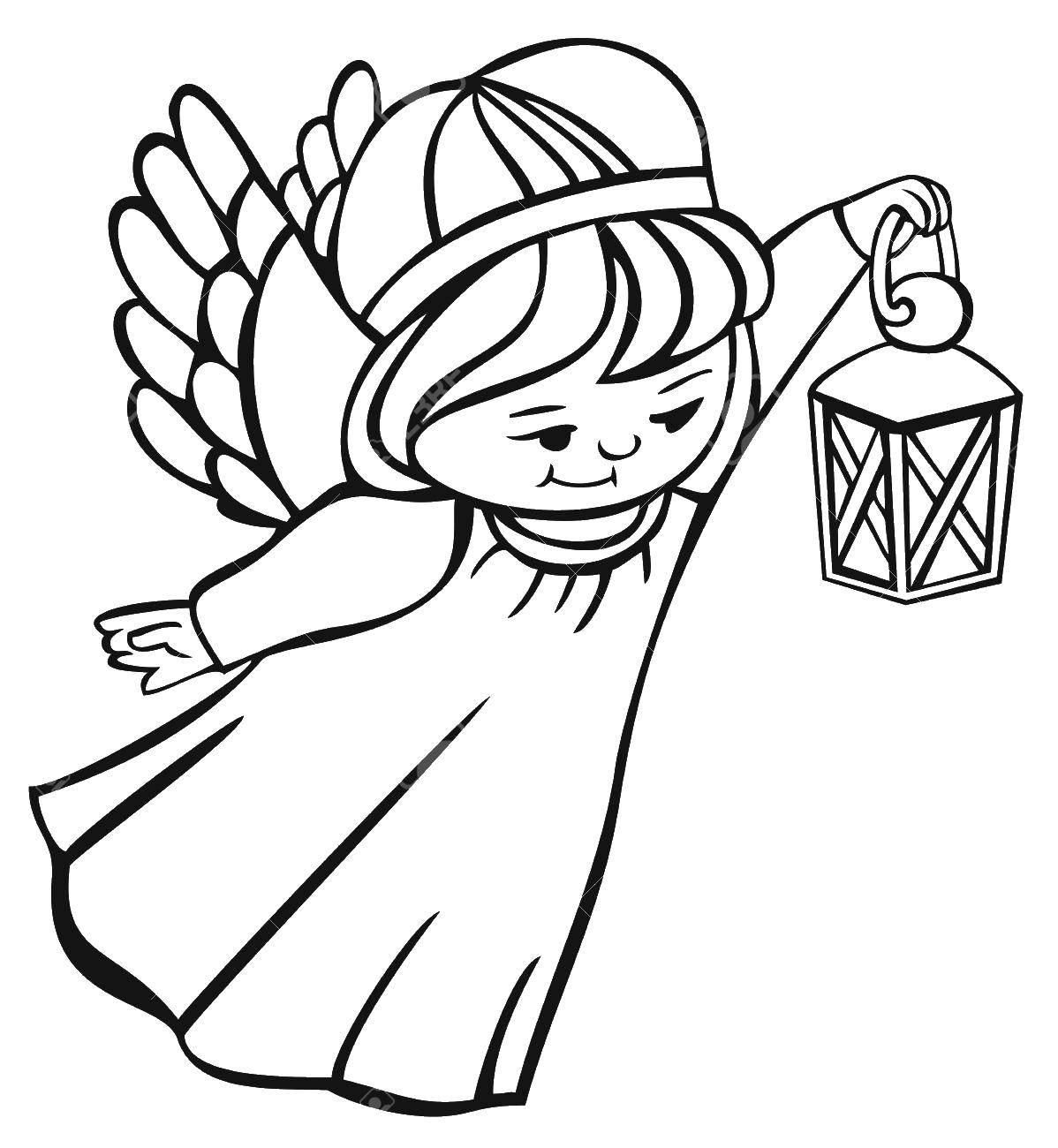 Coloring Fairy with lantern. Category fairies. Tags:  fairies, flashlight.