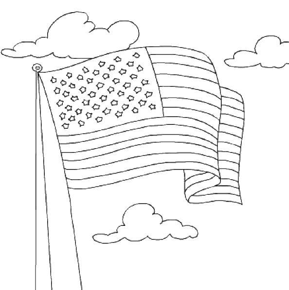 Coloring USA flag and clouds. Category coloring. Tags:  flag, America, clouds.