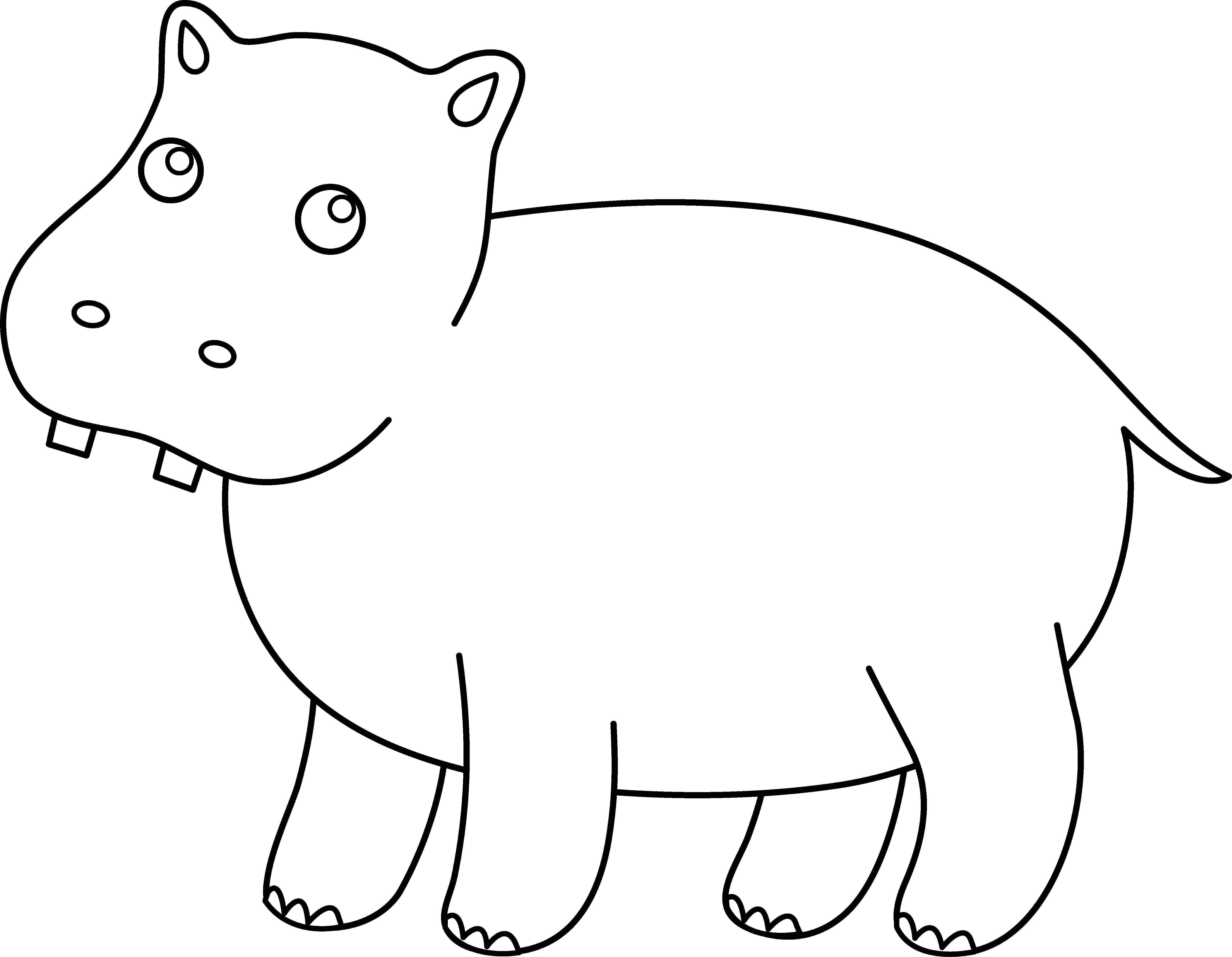 Coloring Contra baby Hippo. Category animals. Tags:  outline , Hippo teeth.