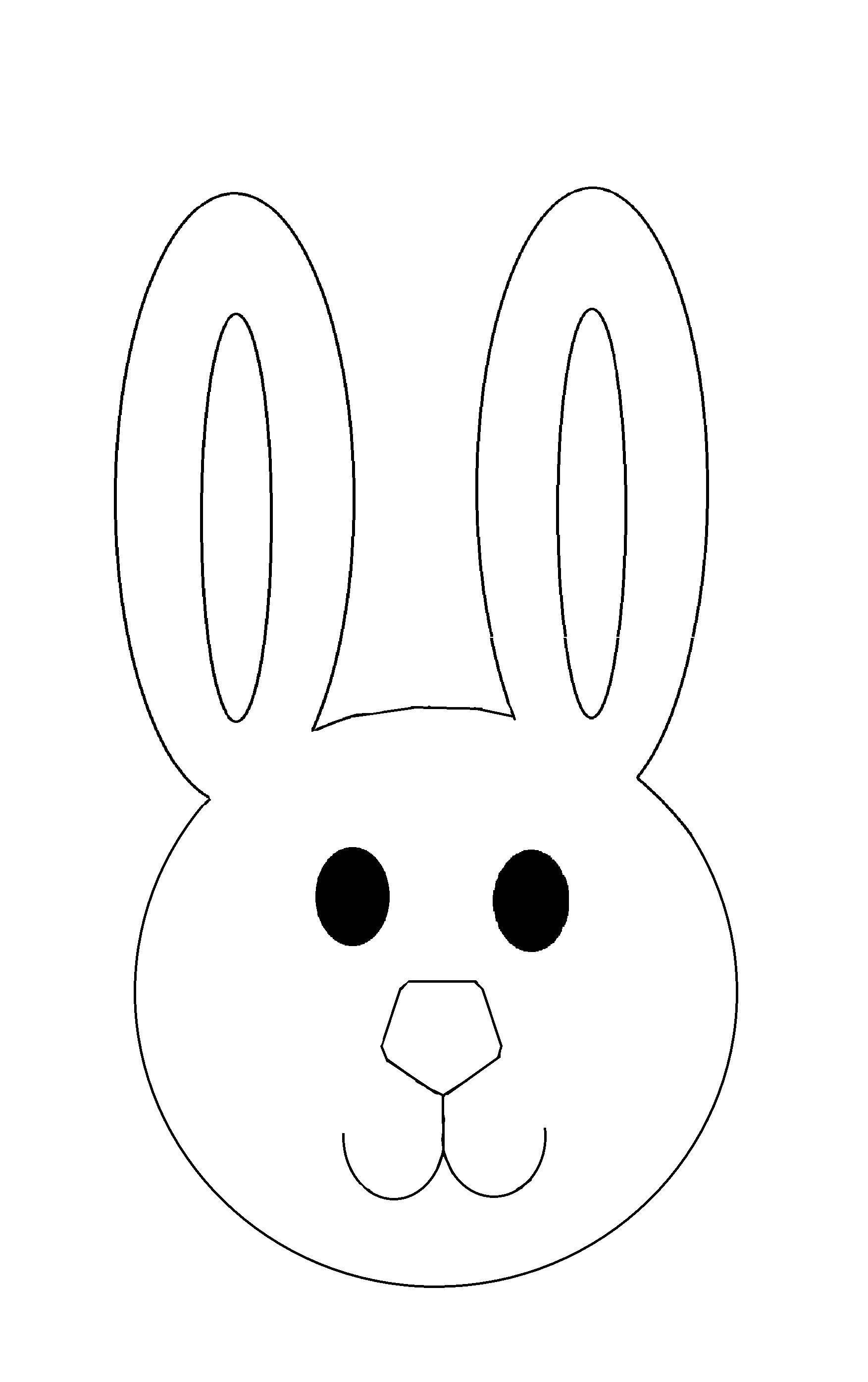 Название: Раскраска Контур головы кролика. Категория: Контур зайца для вырезания. Теги: контур, колик, голова, ушки.