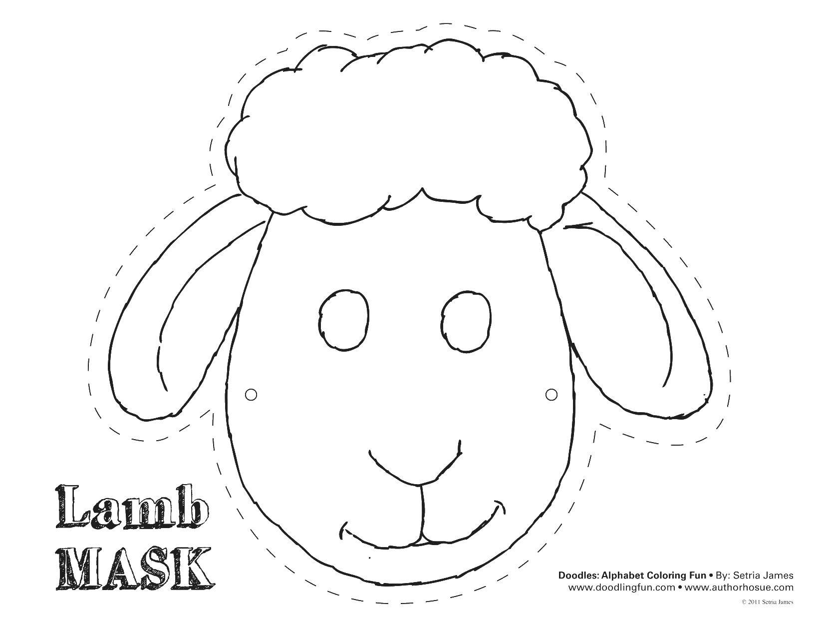 Название: Раскраска Контур головы овечки. Категория: Контур овечки для вырезания. Теги: контур, голова, овечка.