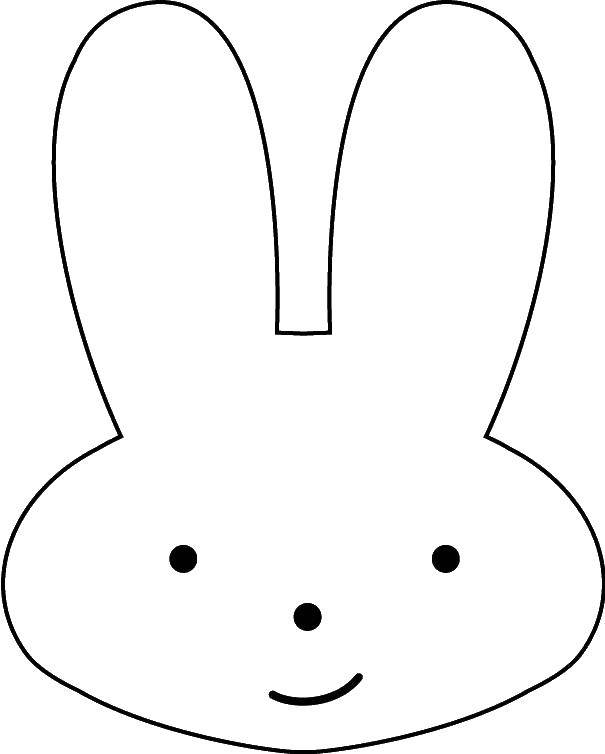 Название: Раскраска Контур головы зайца. Категория: Контур зайца для вырезания. Теги: контур, голова, кролик, ушки.