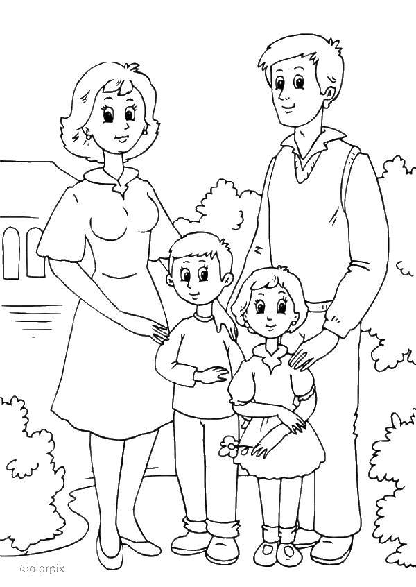 Coloring Beautiful family. Category Family. Tags:  family, parents, children.