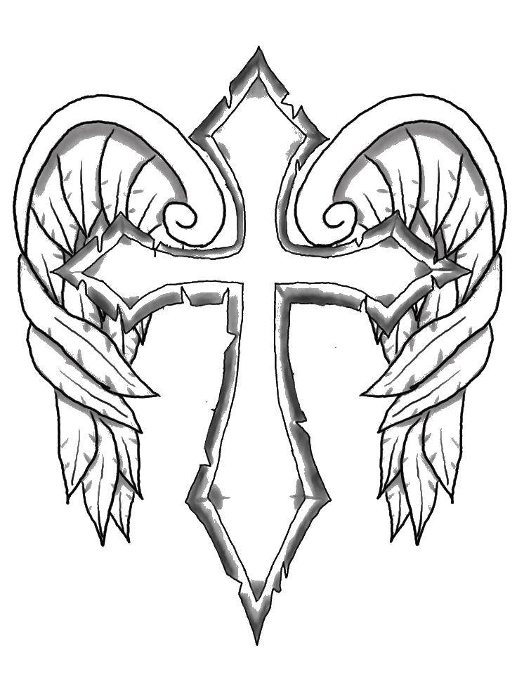 Coloring Cross and wings. Category coloring. Tags:  the cross, wings.