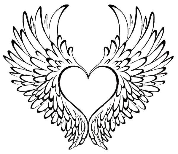 Название: Раскраска Крылатое сердце. Категория: раскраски. Теги: крылья, сердце.
