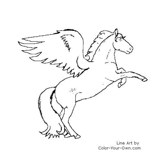 Название: Раскраска Крылатый конь. Категория: раскраски. Теги: конь, крылья.