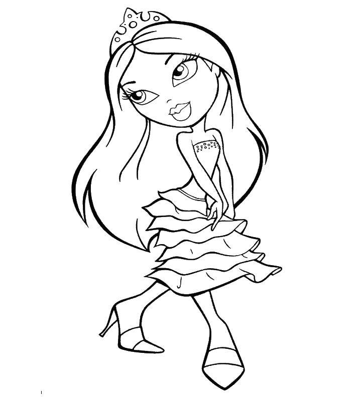 Coloring Doll with crown. Category dolls. Tags:  doll, crown, dress.