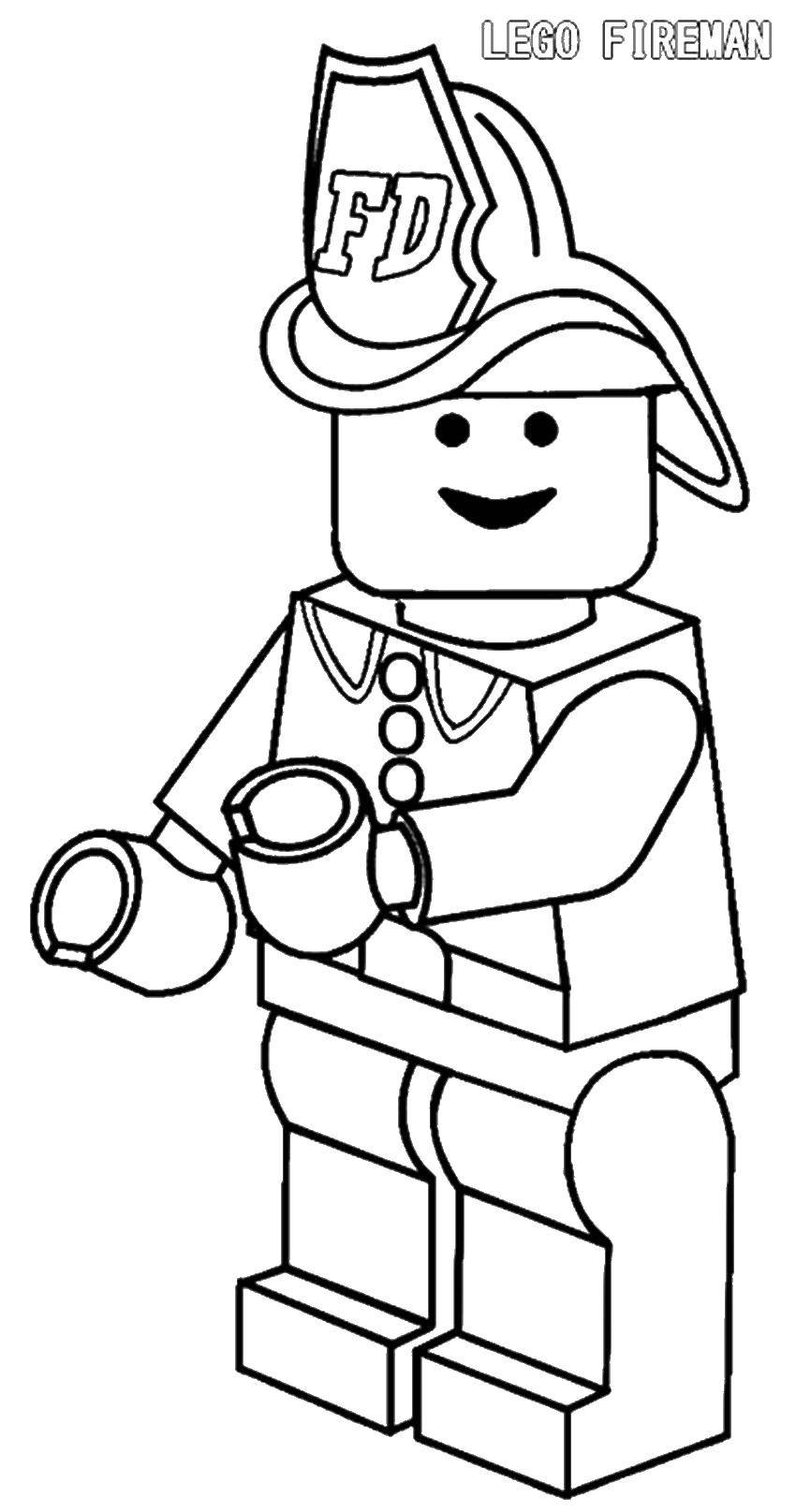 Coloring LEGO fireman. Category LEGO. Tags:  LEGO, fireman, helmet.