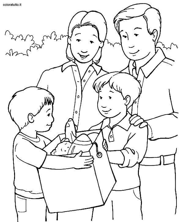 Coloring Boys and parents. Category Family. Tags:  family, parents, children.