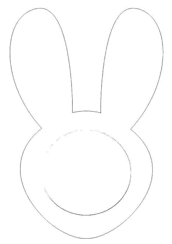 Название: Раскраска Маска зайца. Категория: Контур зайца для вырезания. Теги: заяц, ушки.