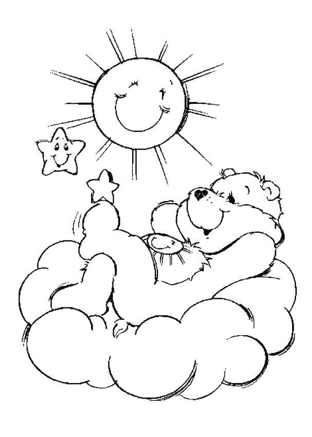 Coloring Bear on a cloud. Category Sleep. Tags:  a dream, bear, cloud.