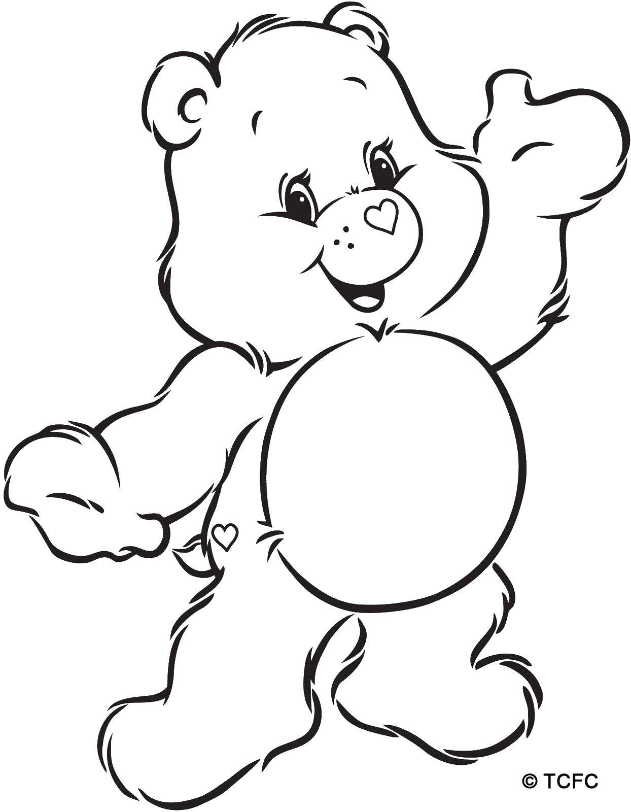 Coloring Bear with hearts. Category coloring. Tags:  bear, hearts.