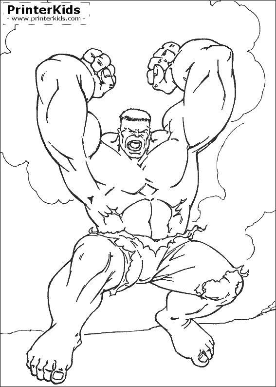 Coloring Avenger Hulk. Category Avengers. Tags:  Hulk, muscles, shorts.