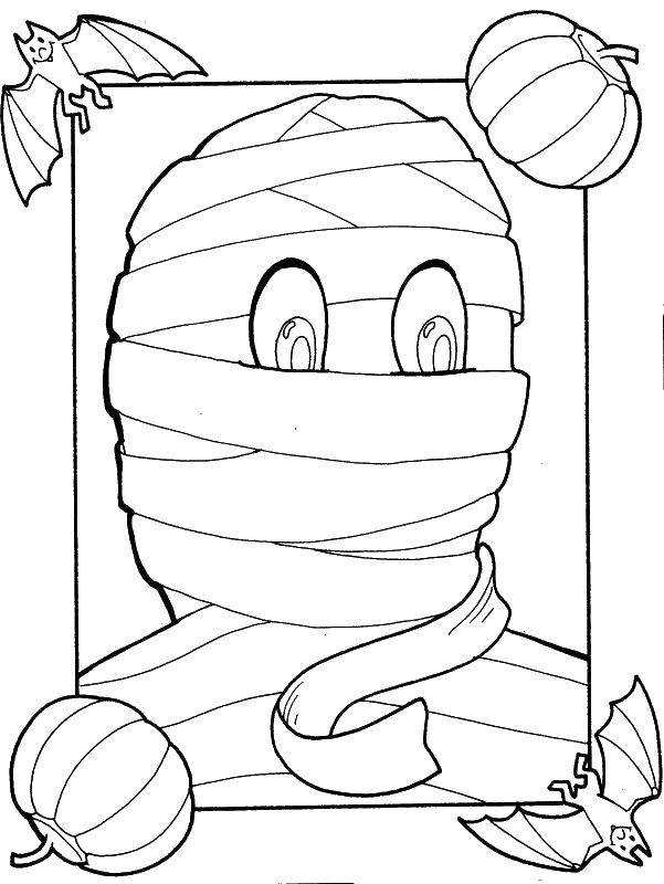 Название: Раскраска Мумия и тыква. Категория: Мумия. Теги: мумия, тыква.