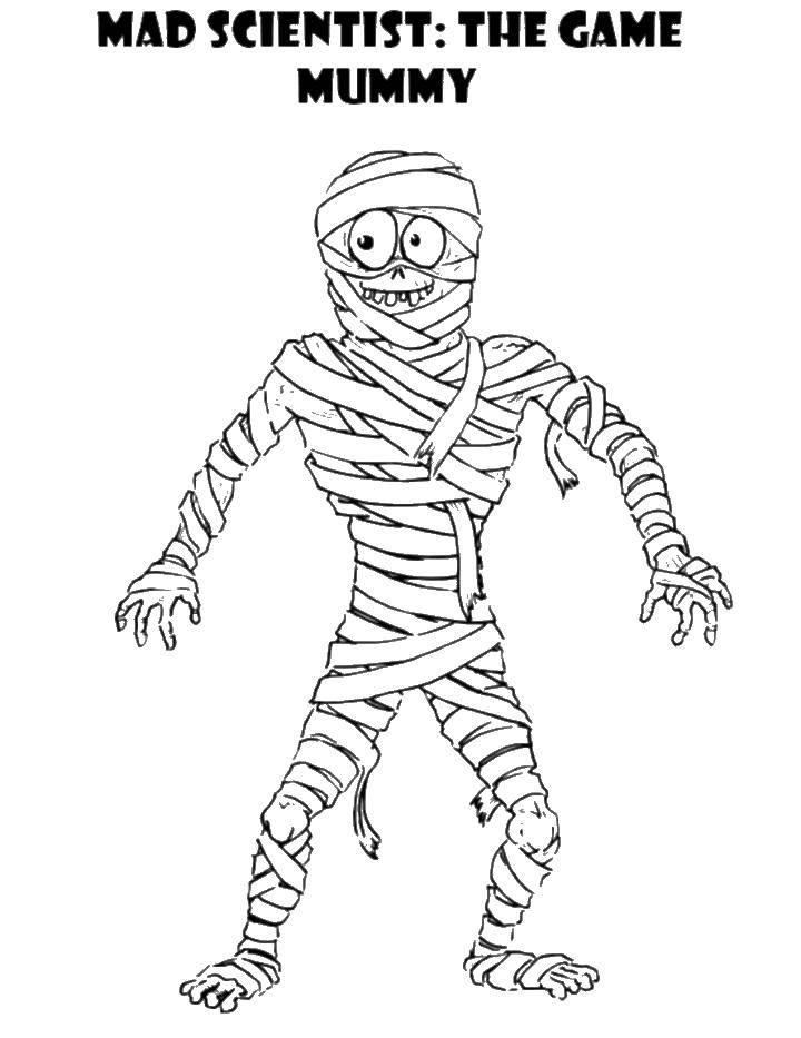 Название: Раскраска Мумия с глазами. Категория: Мумия. Теги: мумия, бумага.