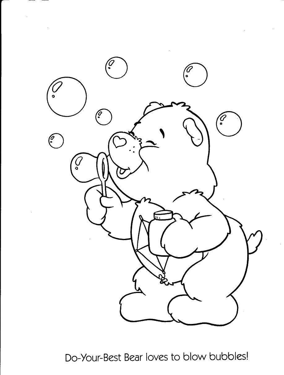 Coloring Bubbles and bear. Category coloring. Tags:  bear , bubbles.