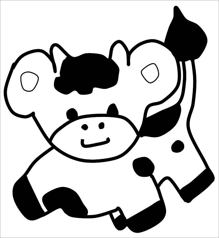 Название: Раскраска Нарисованная коровка. Категория: Контур коровы для вырезания. Теги: корова, хвост, уши.